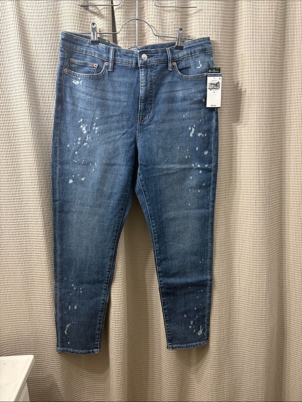Ralph Lauren Blue premiere skinny ankle Jeans with Paint-Splatter Detail